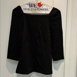 Ann Taylor Black Polka Dot Square Neck Blouse 👵MT